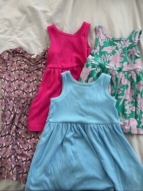 Girls' 18 months Dresses Pack - Pink, Hot Pink, Green Floral, Light Blue
